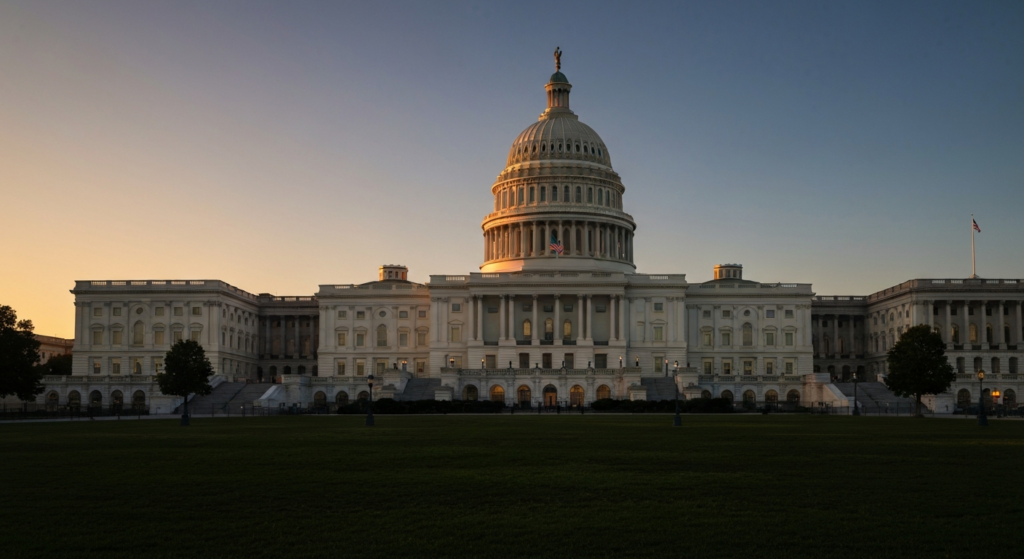 Капитолий США в Вашингтоне на фоне обсуждения республиканского плана по ужесточению иммиграции, границы и гражданства